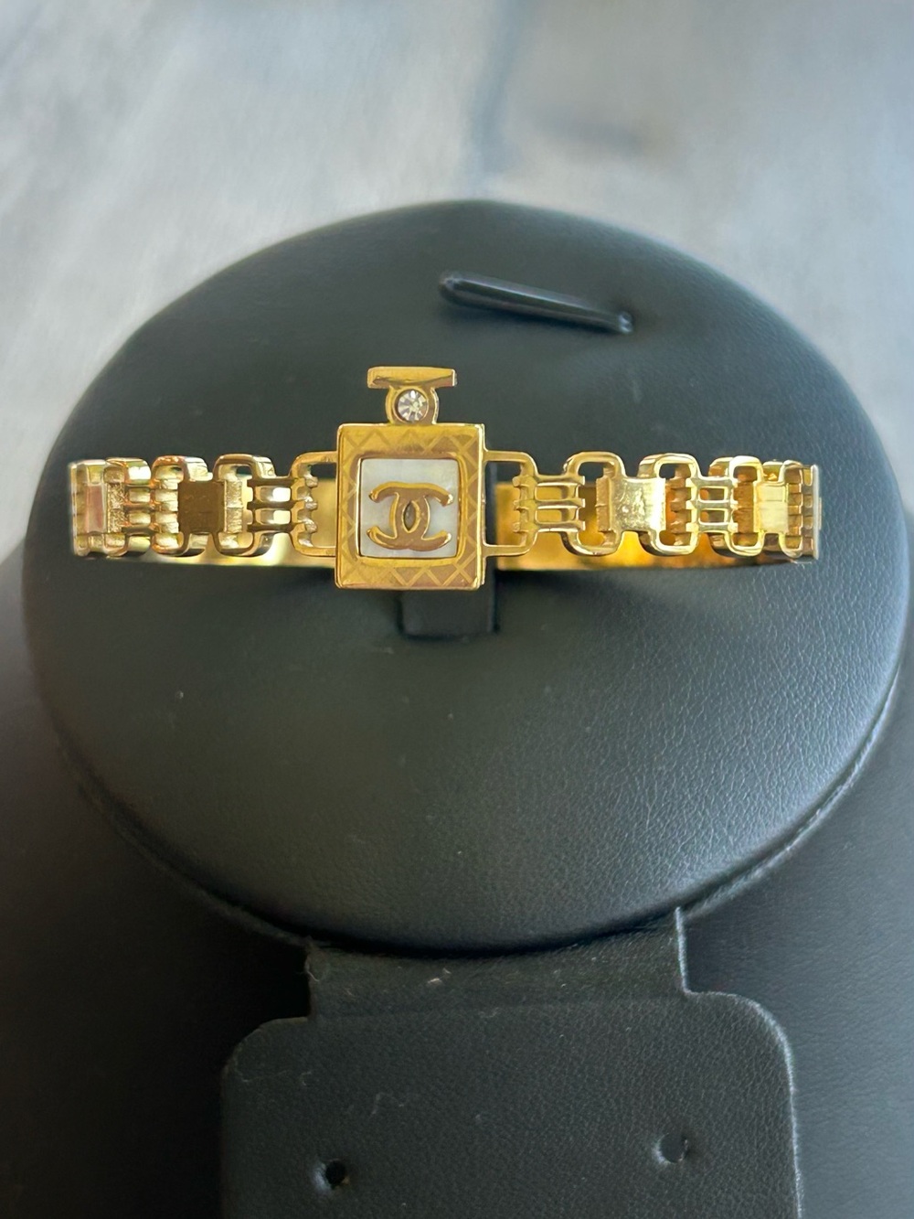 Gold-Tone CC Logo Hinge Bangle Bracelet